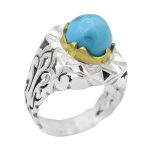 انگشتر فیروزه نیشابوری نقره مردانه دست ساز طرح نیما