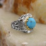 انگشتر فیروزه نیشابوری نقره مردانه دست ساز طرح نیما - Image 4