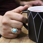 انگشتر فیروزه نیشابوری نقره مردانه دست ساز طرح نیما - Image 5