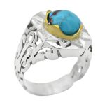 انگشتر فیروزه نیشابوری نقره مردانه دست ساز طرح آرین