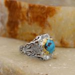 انگشتر فیروزه نیشابوری نقره مردانه دست ساز طرح آرین - Image 4