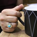 انگشتر فیروزه نیشابوری نقره مردانه دست ساز طرح آرین - Image 5