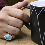 انگشتر فیروزه نیشابوری نقره مردانه دست ساز طرح هامون - Image 5