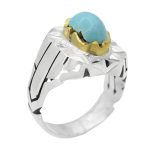 انگشتر فیروزه نیشابوری نقره مردانه دست ساز طرح شهرام