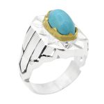 انگشتر فیروزه نیشابوری نقره مردانه دست ساز طرح شاهرخ