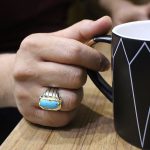 انگشتر فیروزه نیشابوری نقره مردانه دست ساز طرح فرخ - Image 5