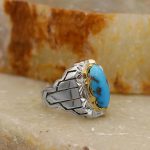 انگشتر فیروزه نیشابوری نقره مردانه دست ساز طرح پویا - Image 4