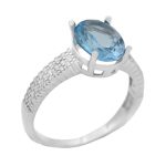 انگشتر توپاز الماس تراش نقره زنانه طرح فریبا