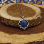 گردنبند لاجورد نقره زنانه طرح غنچه - Image 2