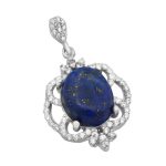 گردنبند لاجورد نقره زنانه طرح غنچه