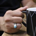 انگشتر فیروزه نیشابوری نقره مردانه دست ساز طرح یادگار - Image 5