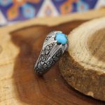 انگشتر فیروزه نیشابوری نقره مردانه دست ساز طرح یادگار - Image 3
