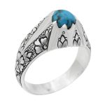 انگشتر فیروزه نیشابوری نقره مردانه دست ساز طرح یادگار