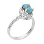 انگشتر فیروزه نیشابوری نقره زنانه طرح هیرا