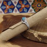 انگشتر فیروزه نیشابوری نقره زنانه طرح هانیه - Image 2