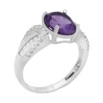 انگشتر آمیتیست نقره زنانه طرح عاطفه