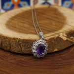 گردنبند آمیتیست الماس تراش نقره زنانه طرح شیدا - Image 2