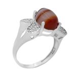 انگشتر عقیق سلیمانی نقره زنانه طرح نیلو