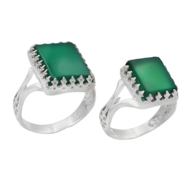 4-1-2018 (zargol-set-green-agate-ring) (2) انگشتر عقیق سبز ست زنانه مردانه نقره فاخر