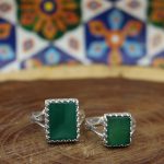 انگشتر ست عقیق سبز نقره مردانه و زنانه طرح زرگل - Image 5