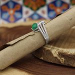 انگشتر عقیق سبز نقره زنانه طرح افسانه - Image 2