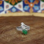 انگشتر عقیق سبز نقره زنانه طرح افسانه - Image 3