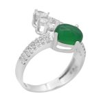 انگشتر عقیق سبز نقره زنانه طرح افسانه