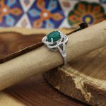 انگشتر عقیق سبز نقره زنانه طرح مریم - Image 2