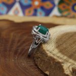 انگشتر عقیق سبز نقره زنانه طرح مریم - Image 4