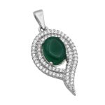 گردنبند عقیق سبز نقره زنانه طرح اشک