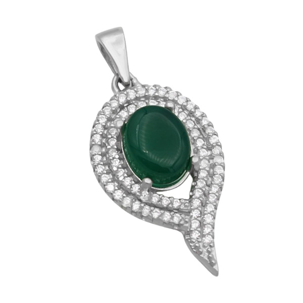 4-3-676 (ashke-green-agate-necklace) (2) گردنبند عقیق سبز زنانه نقره ساده