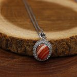 گردنبند عقیق سلیمانی نقره زنانه طرح دلنواز - Image 2