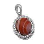 گردنبند عقیق سلیمانی نقره زنانه طرح دلنواز