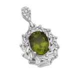 گردنبند زبرجد الماس تراش نقره زنانه طرح زرمه