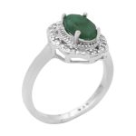 انگشتر زمرد الماس تراش نقره زنانه طرح دینا