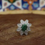 انگشتر زمرد الماس تراش نقره زنانه طرح ساوان - Image 4