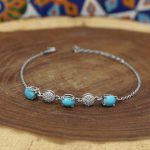 دستبند فیروزه نیشابوری نقره زنانه طرح زمرد - Image 2