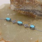 دستبند فیروزه نیشابوری نقره زنانه طرح دریا - Image 4