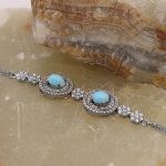 دستبند فیروزه نیشابوری نقره زنانه طرح مهربان - Image 3