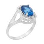 انگشتر توپاز الماس تراش نقره زنانه طرح ثمانه