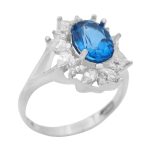 انگشتر توپاز الماس تراش نقره زنانه طرح سیمین