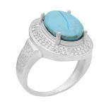 انگشتر فیروزه نیشابوری نقره زنانه طرح سمیرا