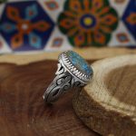انگشتر فیروزه نیشابوری نقره مردانه دست ساز طرح آرش - Image 2