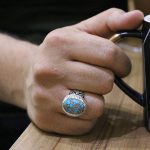 انگشتر فیروزه نیشابوری نقره مردانه دست ساز طرح آرش - Image 4