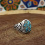 انگشتر فیروزه نیشابوری نقره مردانه دست ساز طرح آرش - Image 5