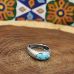 انگشتر فیروزه نیشابوری نقره مردانه طرح آریا - Image 4