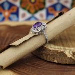 انگشتر آمیتیست نقره زنانه طرح آرزو - Image 2