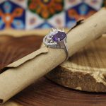 انگشتر آمیتیست نقره زنانه طرح ساجده - Image 2