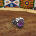 انگشتر آمیتیست نقره مردانه دست ساز طرح پارسا - Image 3