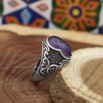 انگشتر آمیتیست نقره مردانه طرح مانی - Image 3